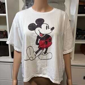 Disney Mickey Mouse Graphic T Shirt White American Apparel Womens XL